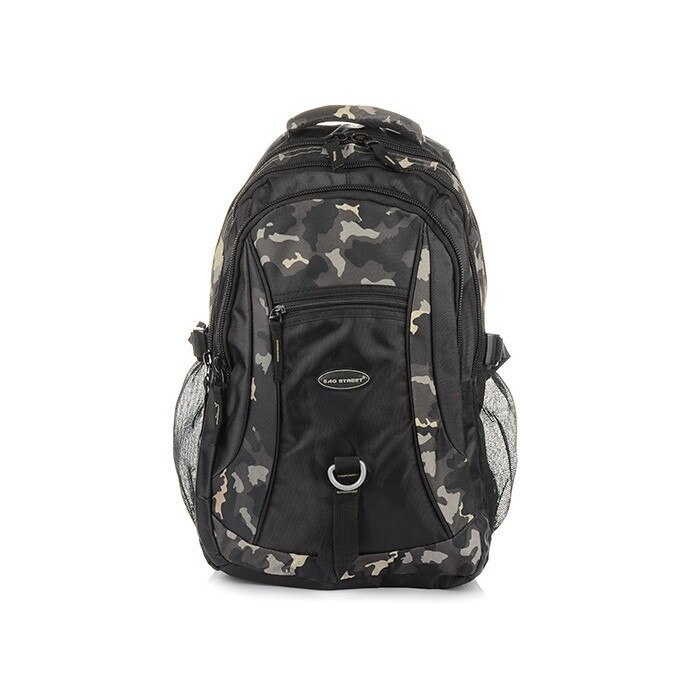 Bag Street, Rucsac din poliester, 47 x 33 x 15 cm, Gri inchis/Verde