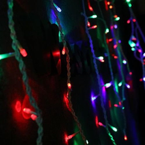 Instalatie de Craciun 6 m x 0.7 m, Perdea Franjurata, Multicolor, 198 leduri, SDX, 6005M / turturi