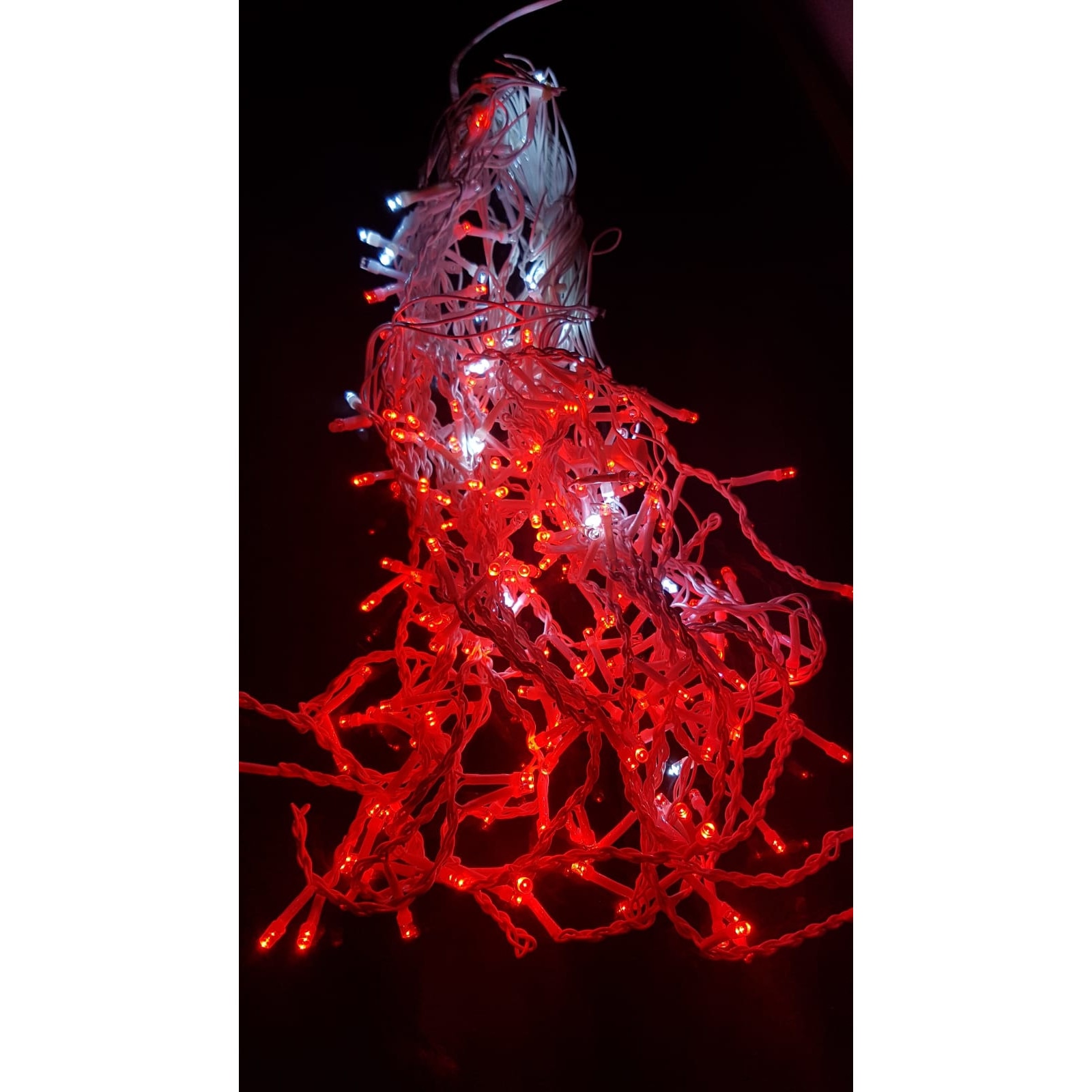 Instalatie de Craciun 4 m x 0.7 , Perdea Franjurata, Rosie, 132 leduri, 9010R