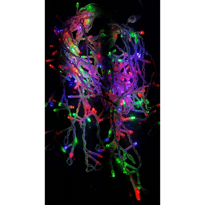 Instalatie de Craciun 4 m x 0.7, Perdea Franjurata, Multicolor, 132 leduri, 9010RB