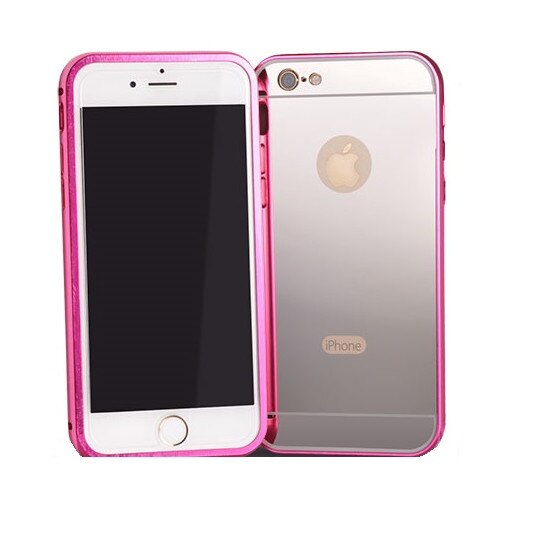 Husa metalica ALUBUMPER MIRROR pentru iPhone 6 / 6S, Efect de oglinda, Roz
