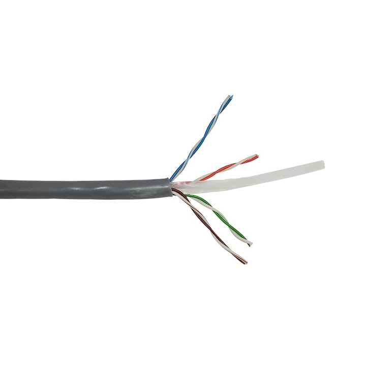 Cablu UTP CAT6 PNI U06 cu 4 perechi de fire torsadate, 0.50 mm CCA, pentru internet si sisteme de supraveghere, rola 305 m