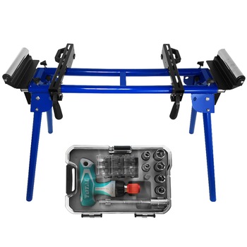 Suport pentru Fierastrau de Debitat, Scheppach UMF 1600, greutate maxima 200kg, inaltime si lungime ajustabile, robust, pliabil + Cadou Trusa 18 piese Total Suport pentru Fierastrau de Debitat, Scheppach UMF 1600, greutate maxima 200kg, inaltime si lungime ajustabile, robust, pliabil + Cadou Trusa 18 piese Total