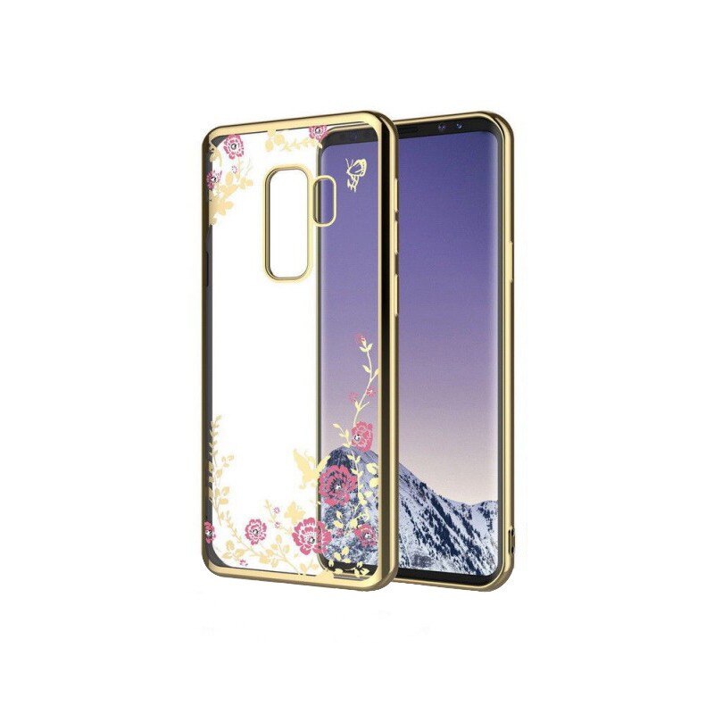 Husa Spate Flower Diamond Samsung J6 2018 Gold Silicon