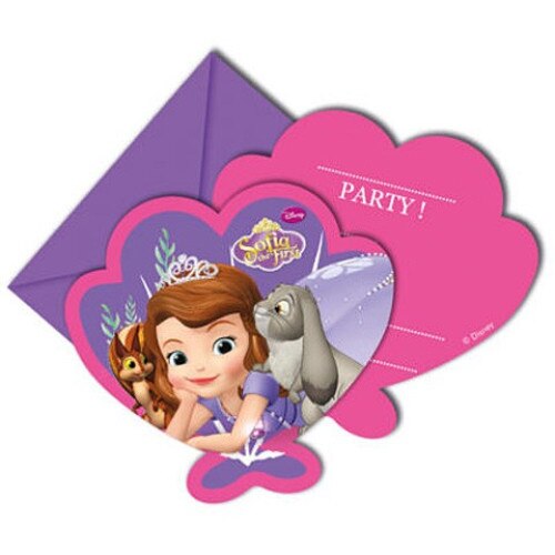 Set 6 invitatii pentru petrecere Printesa Sofia