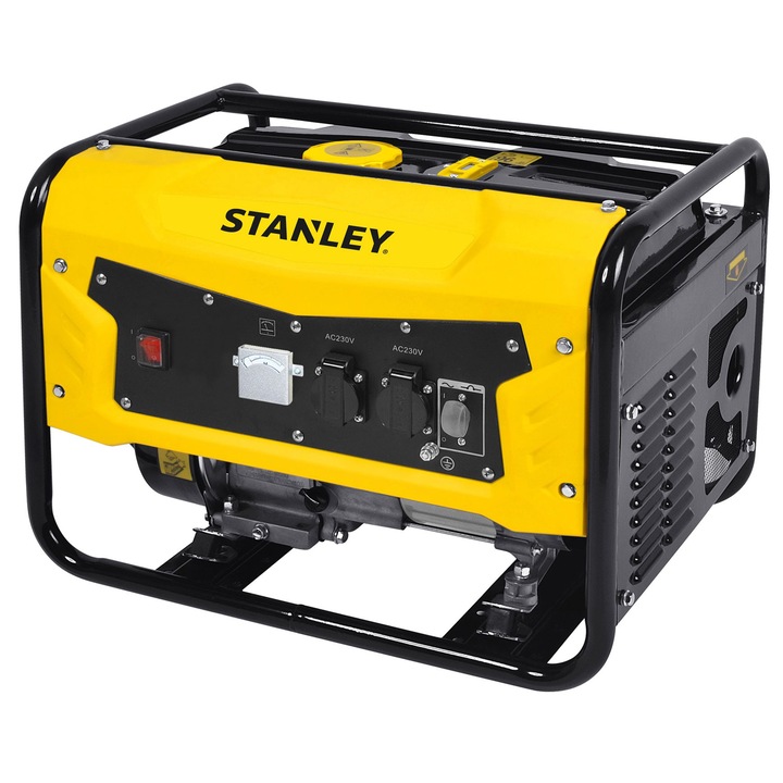 Generator curent electric Stanley SG3100-1, 3100 W, 230 V, 6.5 CP, 4 timp, stabilizator de tensiune (AVR), 15 l benzina, 8.2 h autonomie maxima
