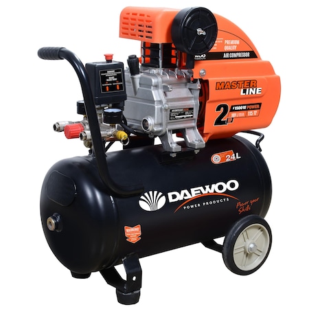 Compresor aer Daewoo DAAC24D, 2CP, 1500 W, 24 l capacitate rezervor, 169 l/min , 8 bar presiune lucru