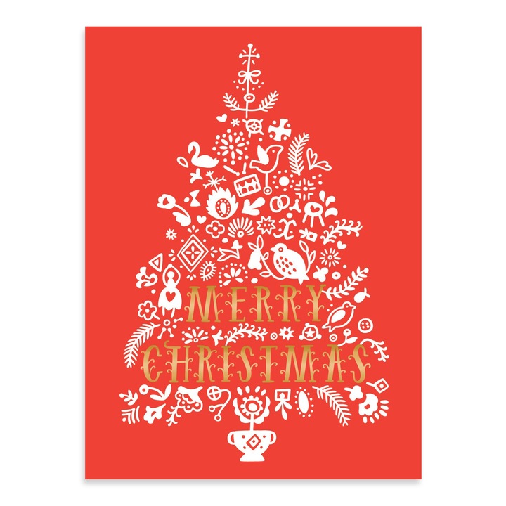 Felicitare - Festive Folk Tree Embellished