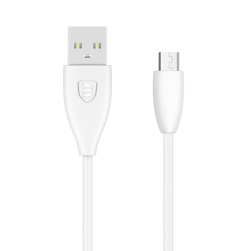 Cablu Baseus Small Waist Design USB la MicroUSB, Alb, 1m, otput 2A