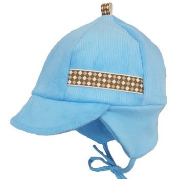 Sapca Mic Pitic S41NN din raiat, bleu cu bentita bej, 44 cm Sapca Mic Pitic S41NN din raiat, bleu cu bentita bej, 44 cm