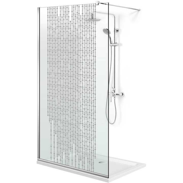 Aqua Roy ® INOX 90x195 cm zuhanyfal, incolor Rain modell, 8 mm víztiszta biztonsági üveg, vízkő elleni kezeléssel