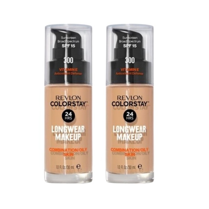 Pachet Revlon 2X Fond de ten Revlon Colorstay pentru ten gras si mixt 300 Golden Beige, 30 ml