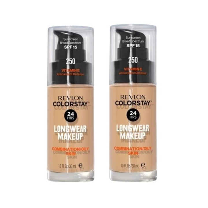 Pachet Revlon 2X Fond de ten Revlon Colorstay pentru ten gras si mixt 250 Fresh Beige, 30 ml
