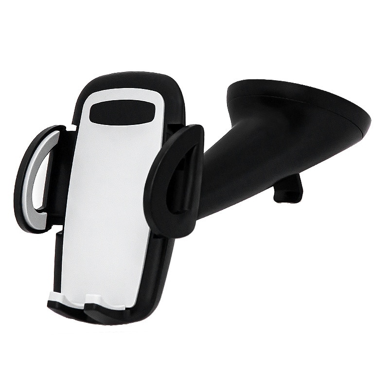 Suport Telefon Auto Ajustabil Universal, Latime intre 50-95mm, Prindere Ventuza Parbriz, Culoare Negru/Alb