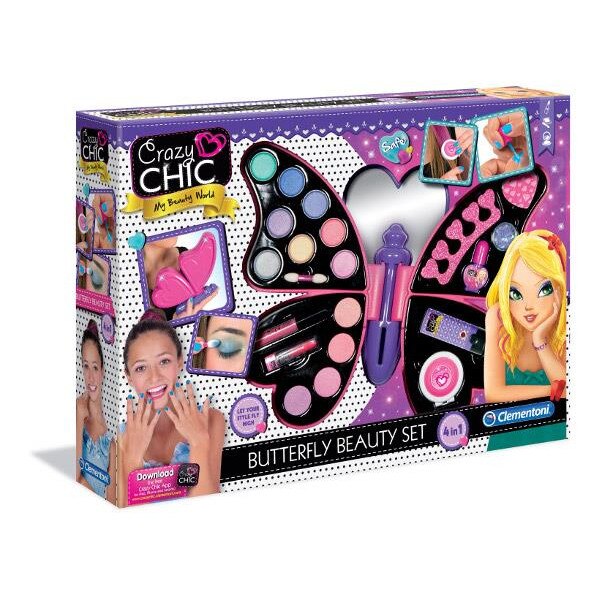 Kit pentru machiaj Butterfly Crazy Chic, Clementoni, Multicolor