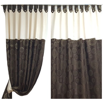 Set draperie DECORINT cu bride (DB.07), maro + crem, latime 2.70 ml, inaltime 2.50 ml + cadou 2 esarfe crem Set draperie DECORINT cu bride (DB.07), maro + crem, latime 2.70 ml, inaltime 2.50 ml + cadou 2 esarfe crem