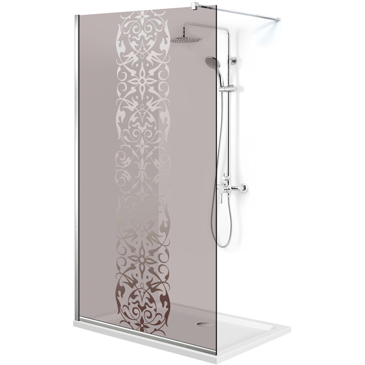 Aqua Roy ® INOX 70x195 cm zuhanyfal, incolor Regency Classic modell, 8 mm bronz biztonsági üveg, vízkő elleni kezeléssel