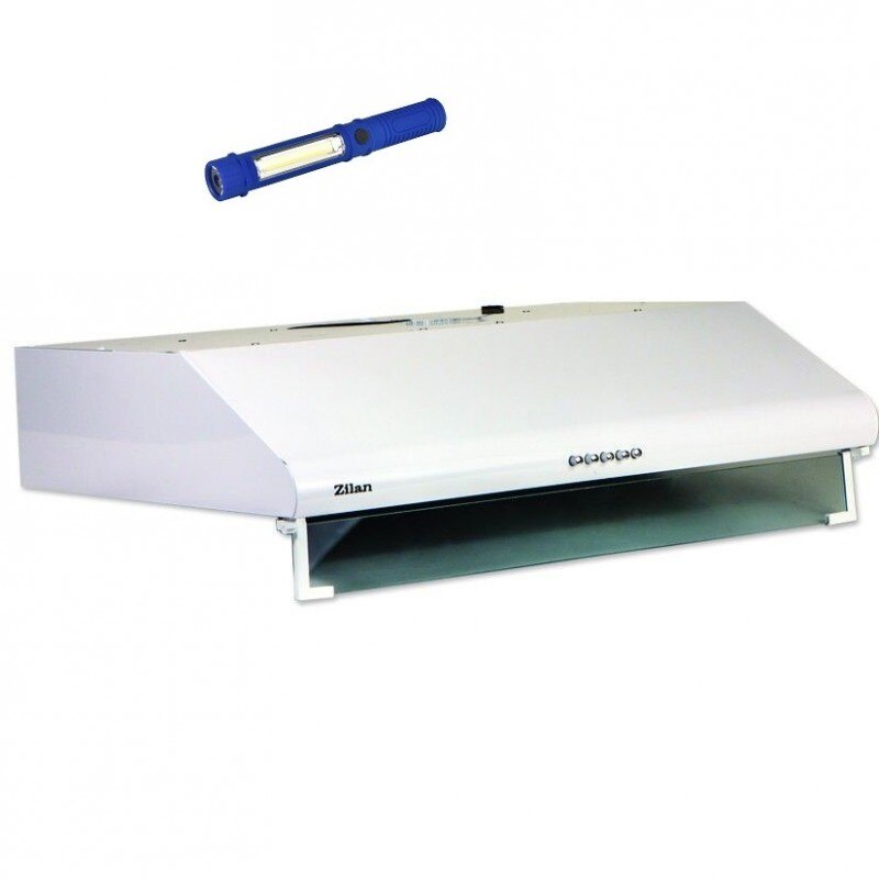 Hota pentru perete zilan, 2x95W, 2 motoare, 3 viteze, filtru permanent aluminiu, alb si lanterna