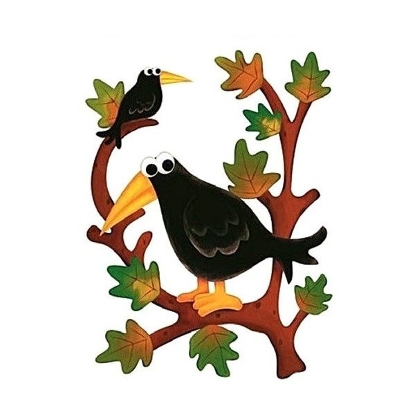 Sticker pentru geam, ciori pe creanga, 20 x 27 cm