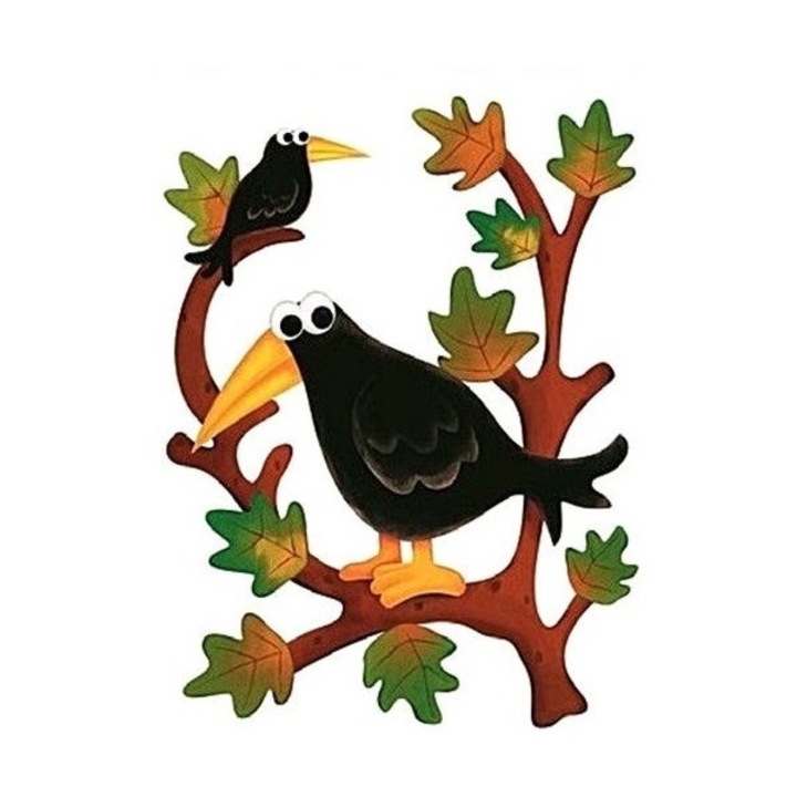 Sticker pentru geam, ciori pe creanga, 20 x 27 cm