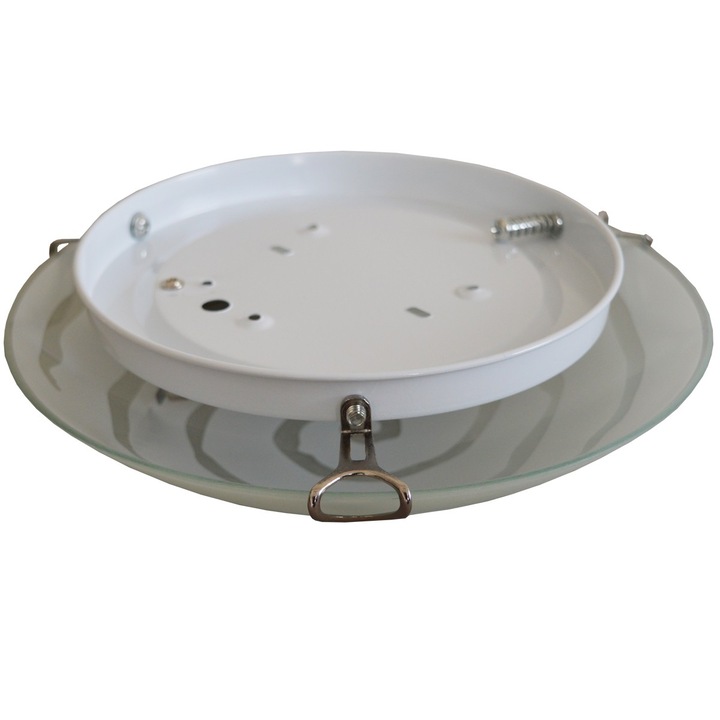 Plafoniera din sticla, Model spirala, Alba, 25cm