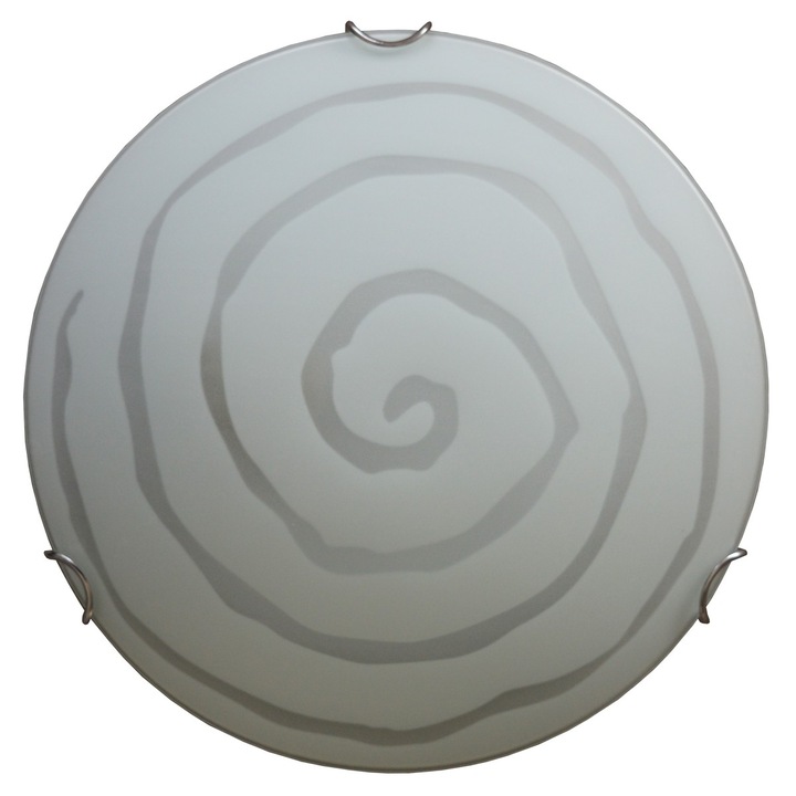 Plafoniera din sticla, Model spirala, Alba, 25cm