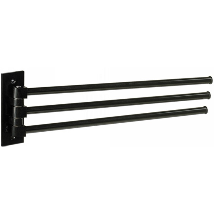 Suport prosop 3 bare mobile Alya, Gama Premium, aluminiu eloxat, Negru