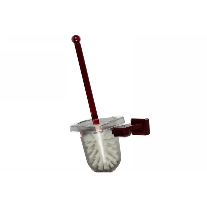 Perie WC cu suport Alya, Gama Premium, aluminiu eloxat, Rosu