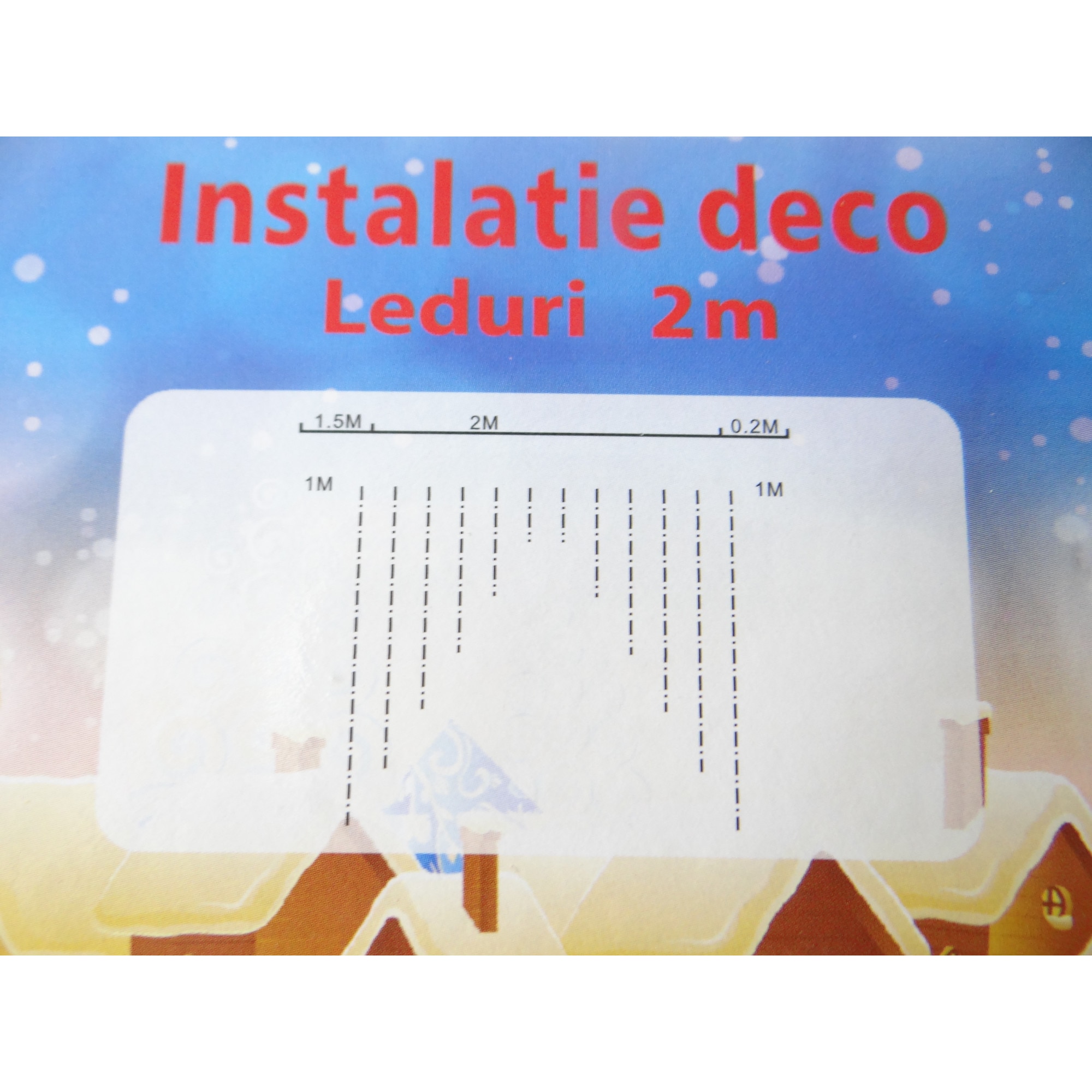 Instalatie de Craciun 2 m x 0,6 m, Perdea arcada multicolora, 110 leduri / perdea luminoasa cu stelute / ghirlanda / luminite 6011M