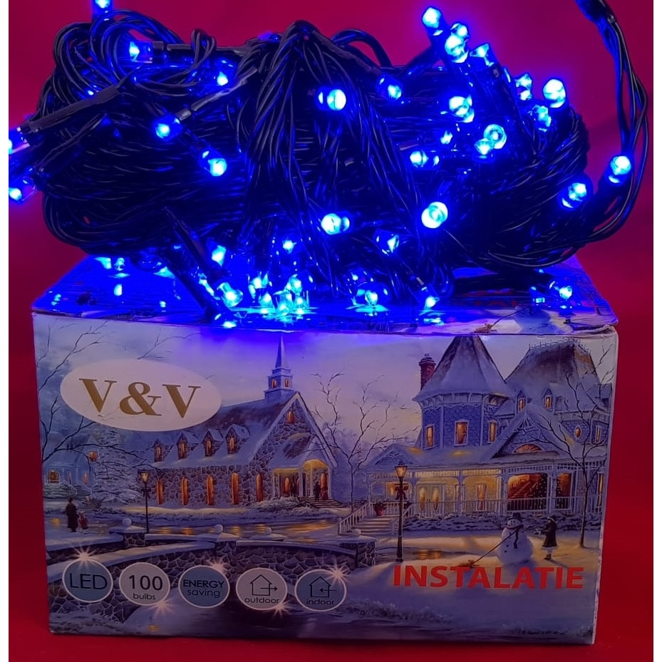 Instalatie de Craciun, 15 m, Albastru, Liniara , 200 leduri, SDX, 5806B fir negru