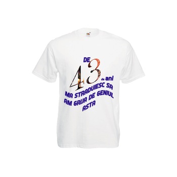 Tricou personalizat Fruit of the loom barbat 43 ani alb M Tricou personalizat Fruit of the loom barbat 43 ani alb M