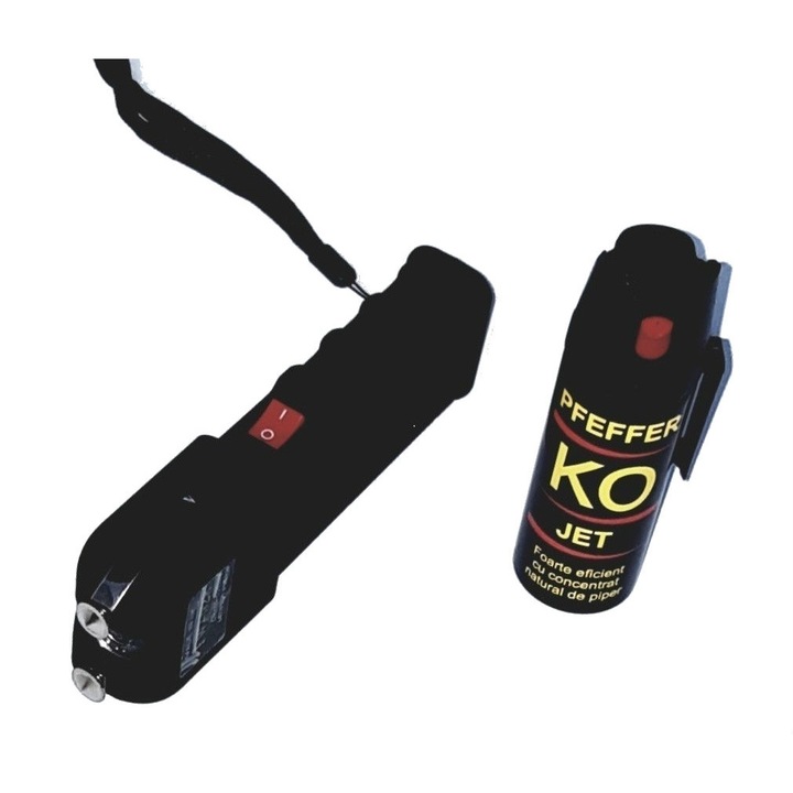 Kit pentru autoaparare Electrosoc plus spray OK jet 5 m