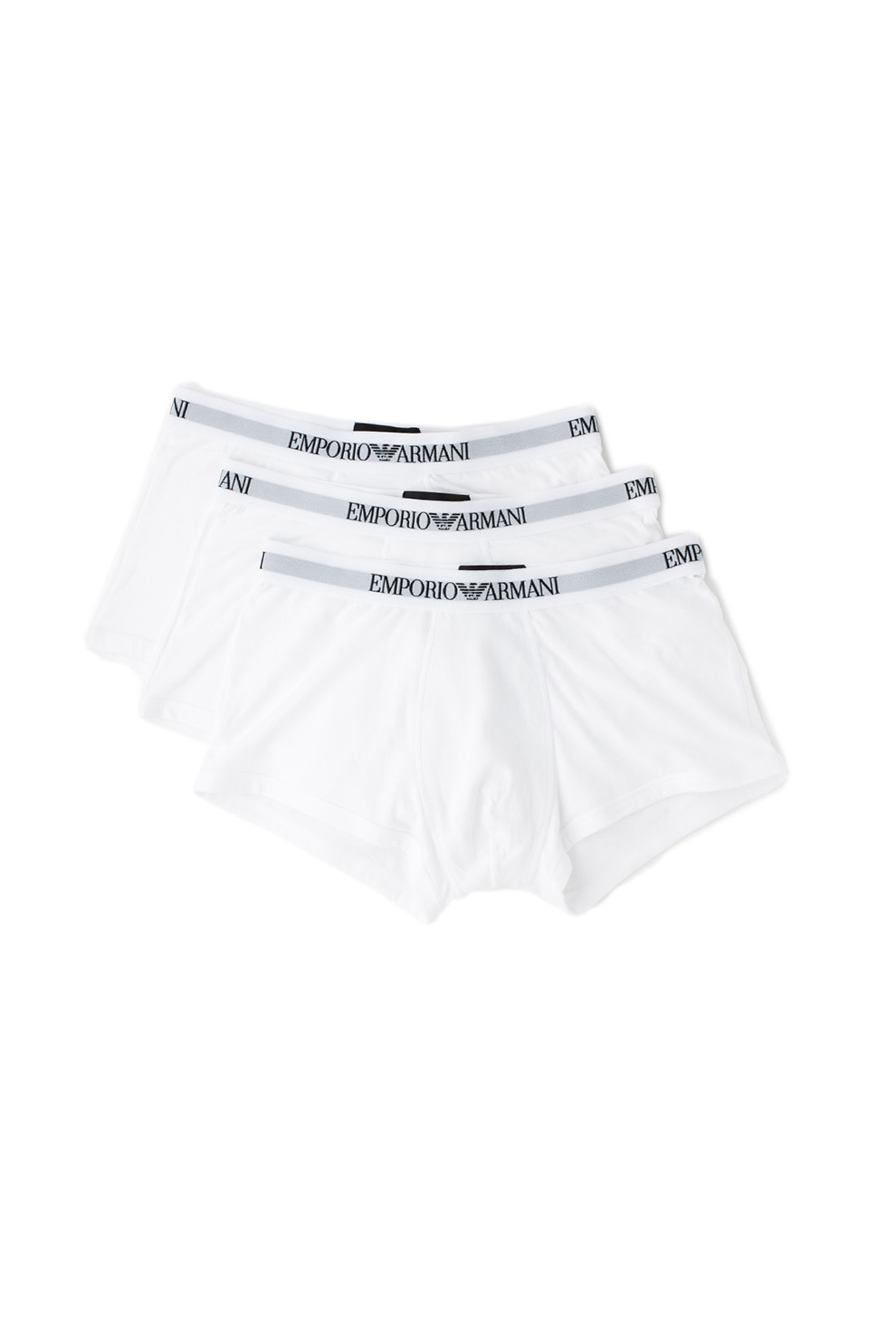 Emporio Armani Underwear, Set de boxeri cu banda elastica in talie, cu logo - 3 perechi, Alb