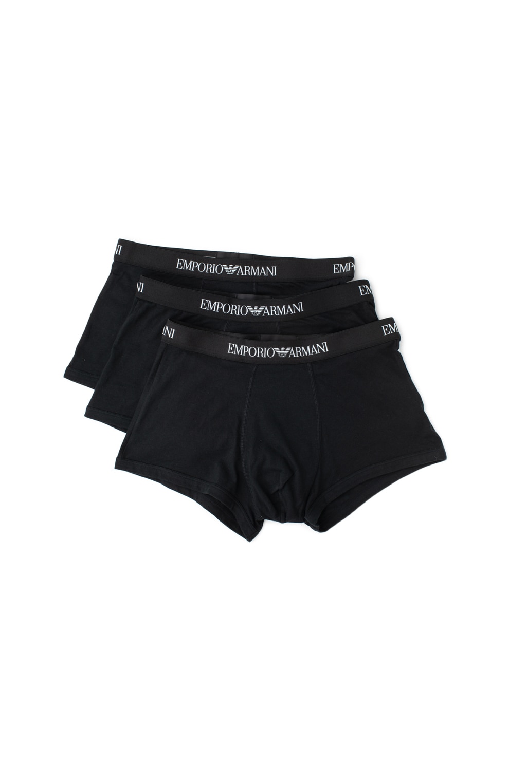 Emporio Armani Underwear, Set de boxeri cu banda elastica in talie, cu logo - 3 perechi, Negru