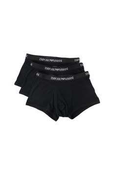 Emporio Armani Underwear, Set de boxeri cu banda elastica in talie, cu logo - 3 perechi, Negru Emporio Armani Underwear, Set de boxeri cu banda elastica in talie, cu logo - 3 perechi, Negru