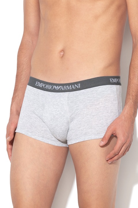 Emporio Armani Underwear, Set de boxeri cu banda elastica in talie, cu logo - 3 perechi, Negru/Gri deschis melange/Bleumarin
