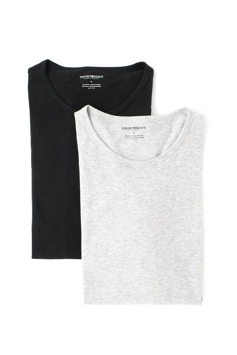 Emporio Armani Underwear, Set de tricouri de casa din bumbac - 2 piese, Negru/Gri