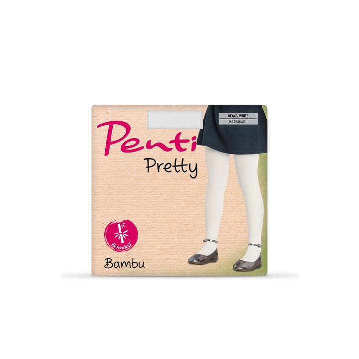 Dres pentru copii Panty Bamboo, Penti, Fibre de bambus, DEN 100, Alb, 9-10 ani