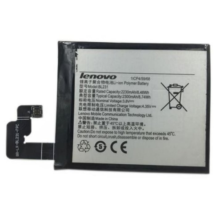 Резервна батерия за Lenovo S90 / Vibe X2, BL231, 2300 mAh, Bulk