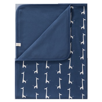 Paturica bumbac organic, Fresk, Giraf indigo blue Paturica bumbac organic, Fresk, Giraf indigo blue