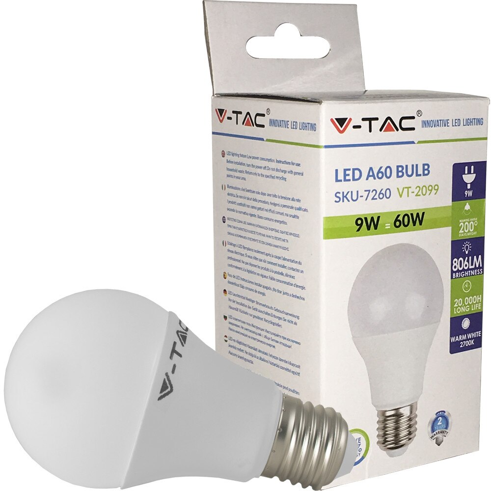 Bec LED A60 E27 9W 2700K Lumina Calda, SKU-7260
