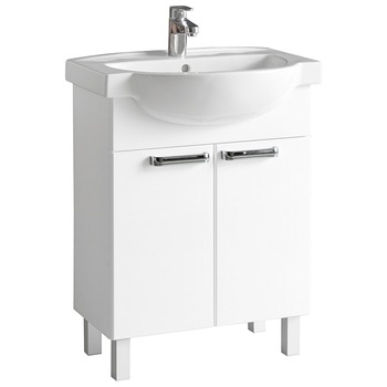 Set mobilier Kolo Freja, lavoar si dulap baza cu doua usi, 65cm, Alb lucios Set mobilier Kolo Freja, lavoar si dulap baza cu doua usi, 65cm, Alb lucios