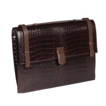 Mapa din piele croco maro inchis, model cu capac si maner 1098, MAGAZINULDEGENTI Mapa din piele croco maro inchis, model cu capac si maner 1098, MAGAZINULDEGENTI