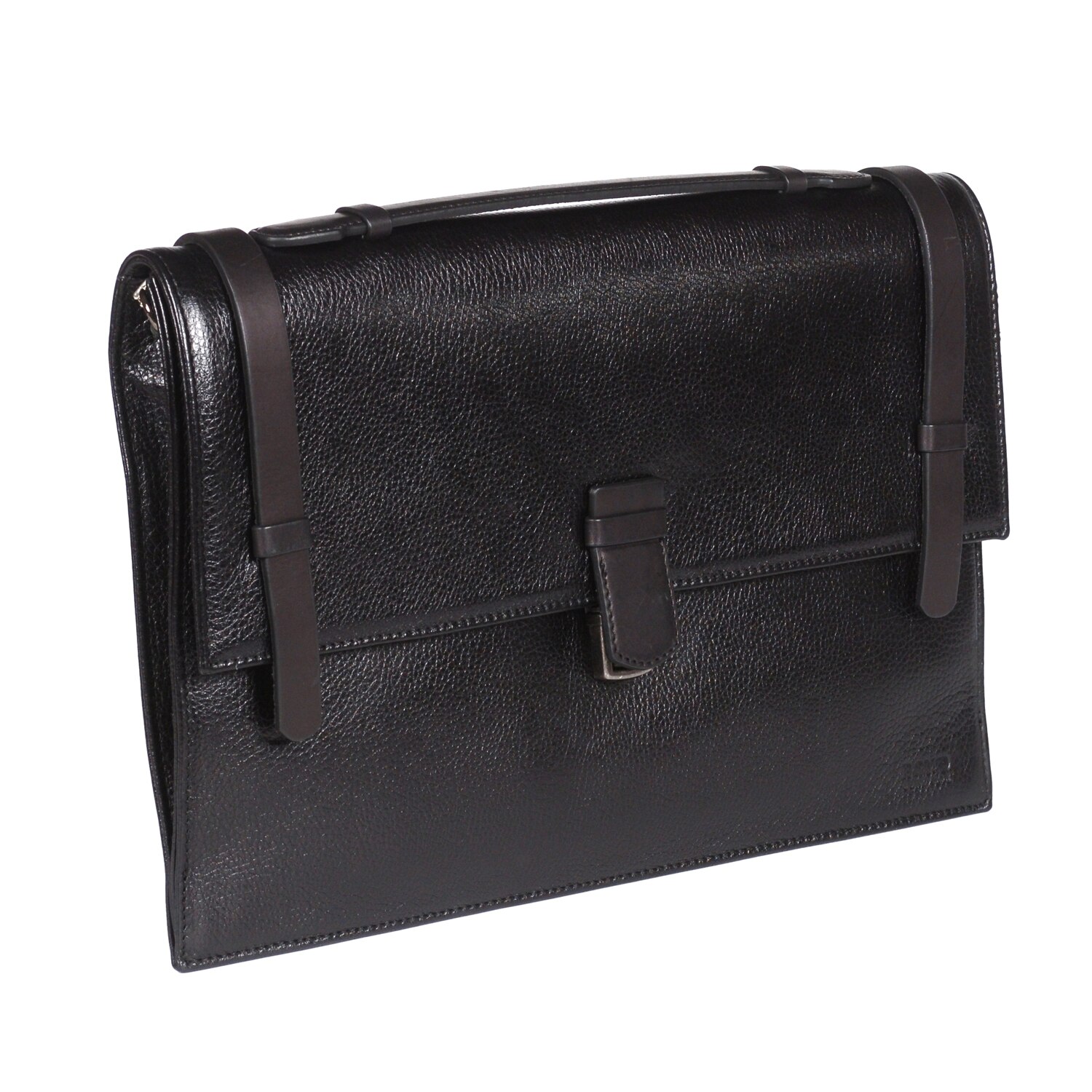 Mapa din piele neagra, model cu capac si maner 1098, MAGAZINULDEGENTI