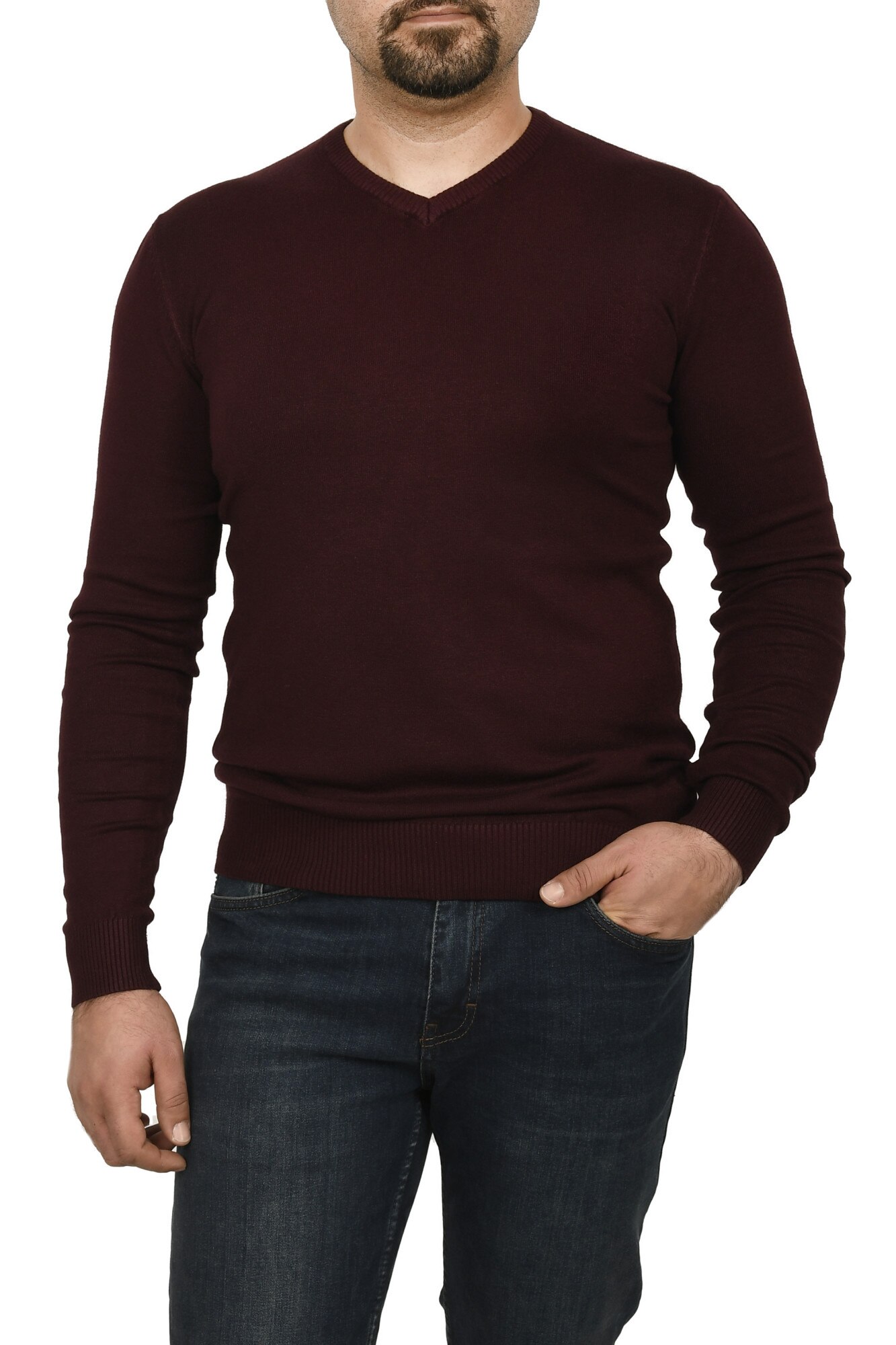 Pulover barbat, TMK Fashion,bordo, Bordo