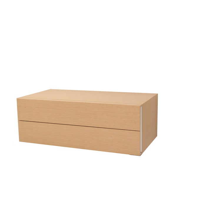 Comoda cu 2 sertare, 100 x 53 x 37 cm, stejar natur