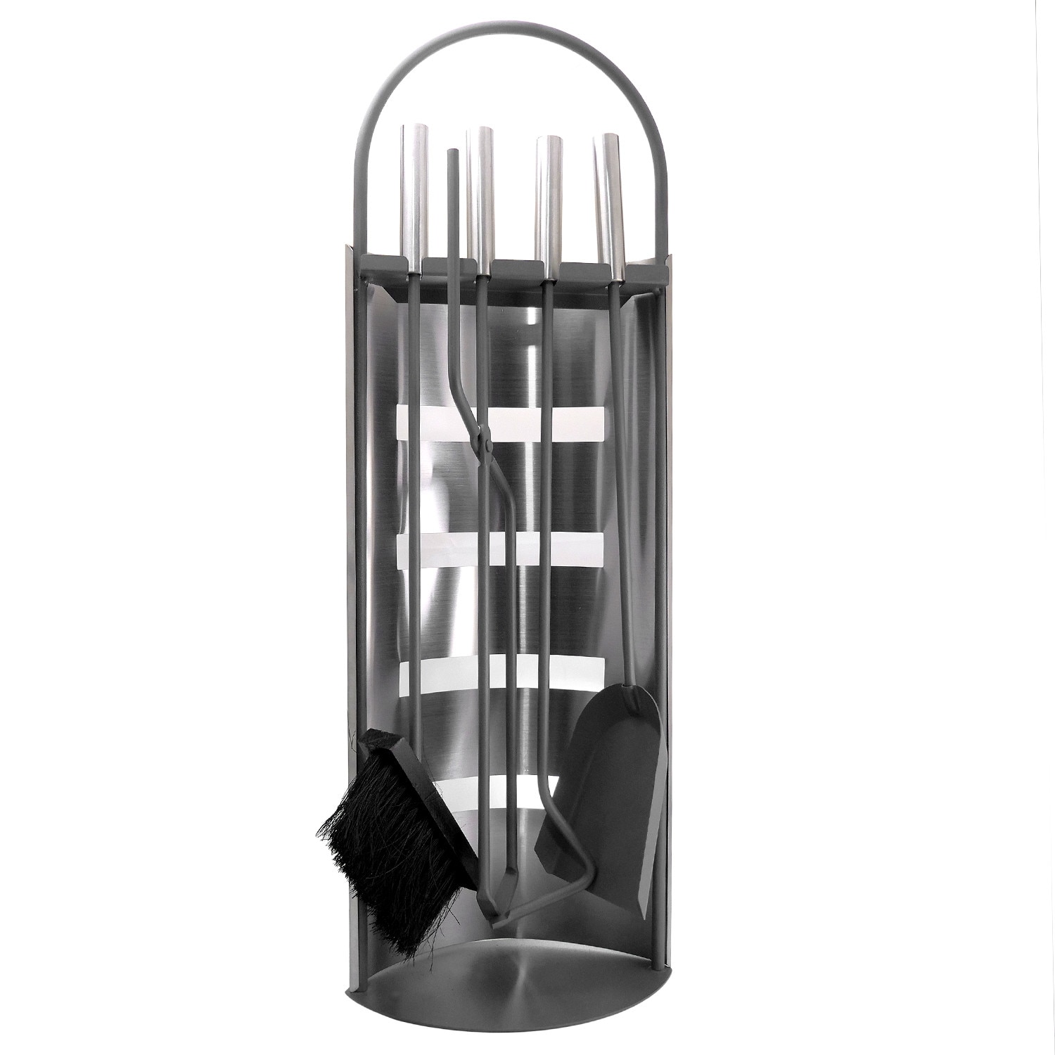 Set 4 piese accesorii intretinere semineu, soba - maner si suport din inox