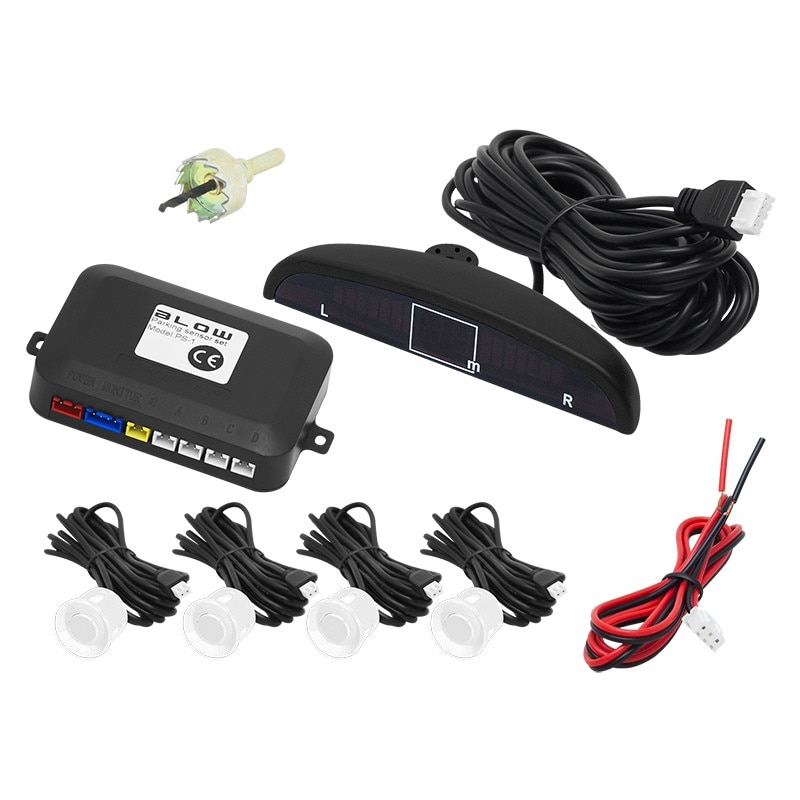 Set Complet 4 Senzori de Parcare Auto Blow cu Afisaj Electronic si Semnal Sonor, Culoare Alb