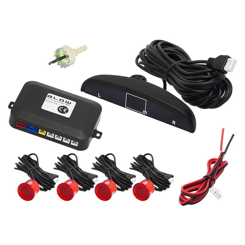 Set Complet 4 Senzori de Parcare Auto Blow cu Afisaj Electronic si Semnal Sonor, Culoare Rosu
