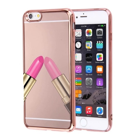 Husa protectie MIRROR CASE pentru iPhone 6 Plus si iPhone 6S Plus, Roz/Auriu